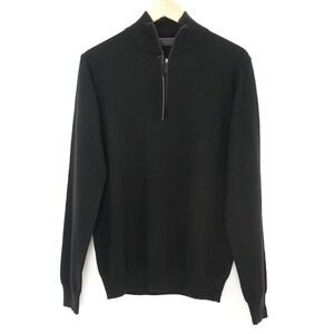 NWT Saks Fifth Avenue 100% Cashmere Men Quarter Zip Sweater Black Size M Italy
